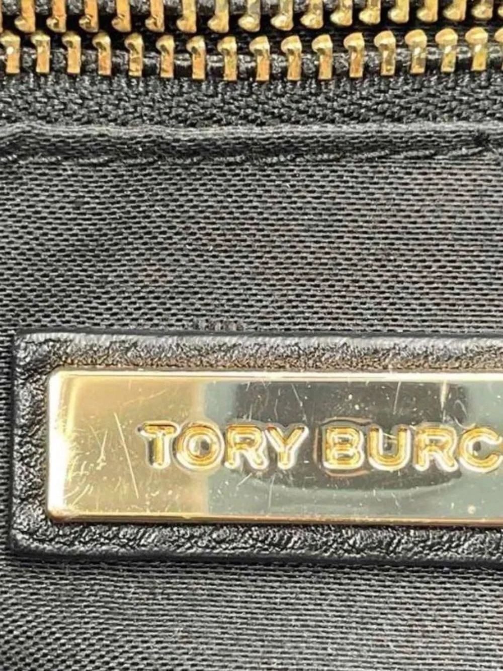 Tory Burch Black Pebbled Leather Gold Chain Shoulder Tote Bag